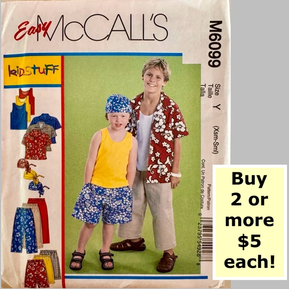 McCall's M6099 Kid's Clothing Uncut Sewing Pattern (XS, S)